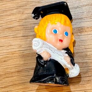 Vintage Hong Kong No 42 Girl Graduate Figurine Miniature 2 Inch Cake Topper Toy
